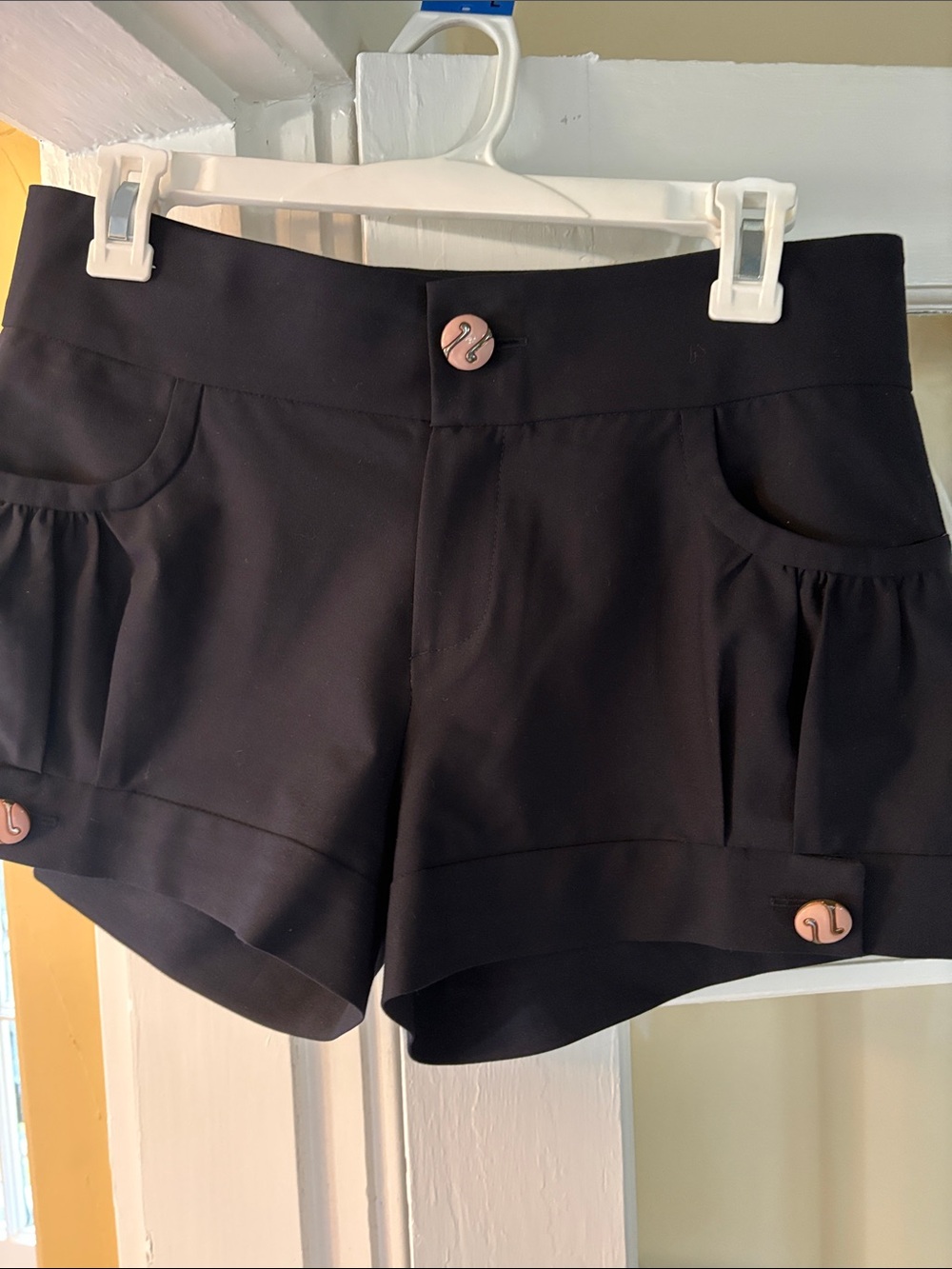 Women's Navy Shorts with Decorative Buttons